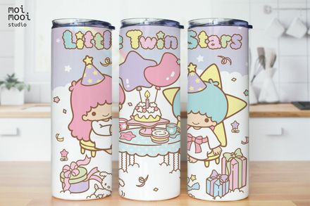 Birthday Kawaii Twinstars Sanrio 20oz Tumbler Design
