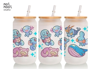Anime Water Pokemon Monster Pet 16oz Glass Libbey Tumbler Design