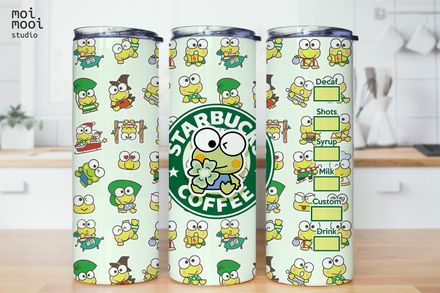 Sanrio Hello Kitty Frog Keroppi Coffee 20oz Tumbler Design