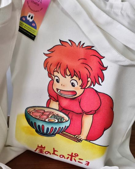 Anime Ghibli Ponyo Ramen Custom Totes