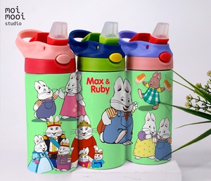 Max Ruby Rabbit Kids Cartoon 12oz Sippy Tumbler Design