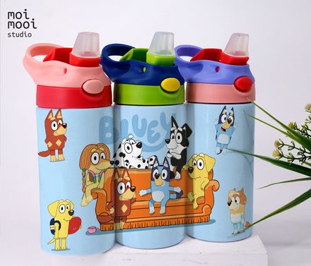 Bluey Cartoon 12oz Kids Sippy Tumbler Wrap Design