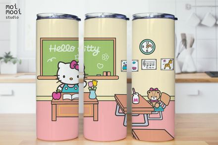 Sanrio Kawaii Hello Kitty School Teacher 20oz Tumbler Design