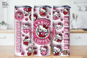 Sanrio Hello Kitty Angel Coffee 3D Puff 20oz Kids Tumbler Design