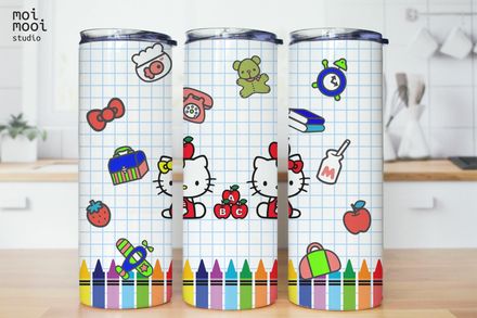 Sanrio Kawaii Hello Kitty School Teacher 20oz Tumbler Design