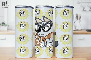Bluey Muffin Grey Dog 20oz Skinny Tumbler Design
