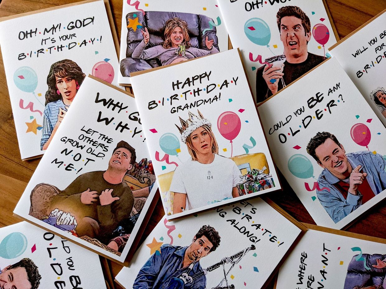 Funny Friends Birthday Cards - White Cards