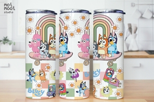 Bluey Mama Cartoon Kids 20oz Tumbler Wrap Design