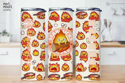 Anime Ghibli Fire Calcifer Coffee 20oz Tumbler Design