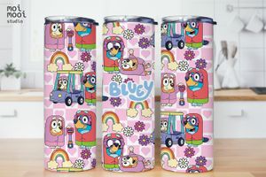 Bluey Cartoon Kids 20oz Tumbler Wrap Design