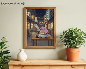 Pokemon Ditto Ramen Print 8x10