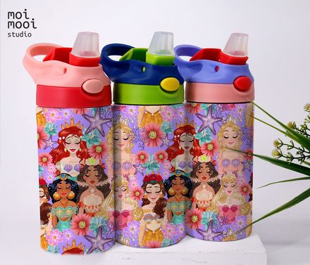 Disney Princess Cartoon 12oz Kids Sippy Tumbler Design