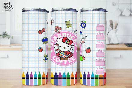 Sanrio Kawaii Hello Kitty School Teacher 20oz Tumbler Design