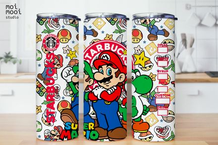 Mario Game Starbucks Coffee 20oz Tumbler Design