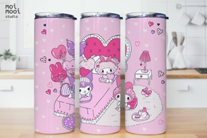 Sanrio Kuromi Mymelody Kawaii Bunny Rabbit Friends 20oz Tumbler Design