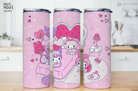 Sanrio Kuromi Mymelody Kawaii Bunny Rabbit Friends 20oz Tumbler Design