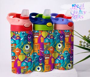 Disney Pixar Monster Inc Cartoon 12oz Kids Sippy Tumbler Wrap Design