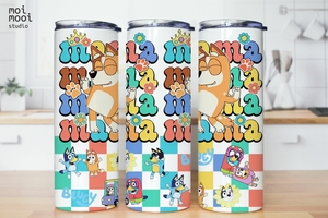 Bluey Mama Cartoon Kids 20oz Tumbler Wrap Design