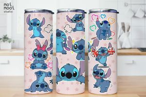 Disney Stitch Kawaii Blue Koala 20oz Tumbler Design