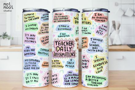 Back to School Teacher Daily Affirmations Coffee 20oz Tumbler Design