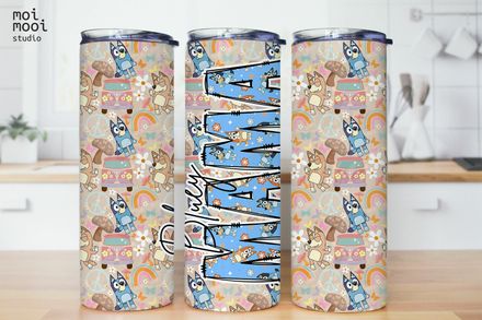 Bluey Mama Cartoon 20oz Tumbler Wrap Design