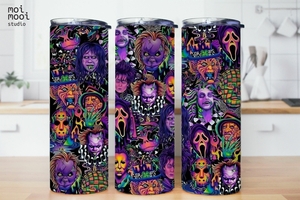 Horror Halloween Neon Villains 20oz Tumbler Design