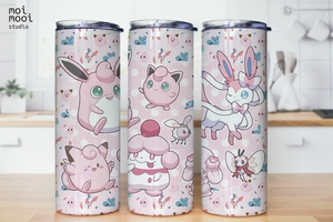 Anime Pink Pokemon Monster 20oz Tumbler Design