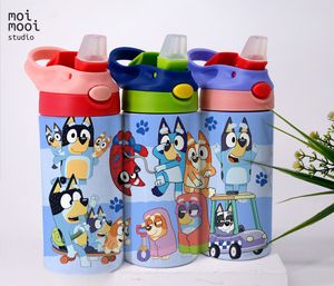 Bluey Dog Cartoon 12oz Kids Sippy Tumbler Wrap Design