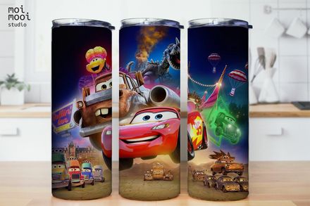 Disney Pixar Racing Cars Mcqueen Kids Movie 20oz Tumbler Design