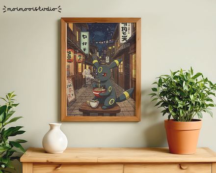 Pokemon Umbreon Ramen Print 8x10
