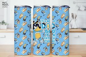 Bluey Dad Bandit Cartoon Kids 16oz Glass Libbey Tumbler Wrap Design
