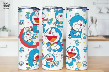Anime Cartoon Doraemon Blue Cat 20oz Tumbler Design