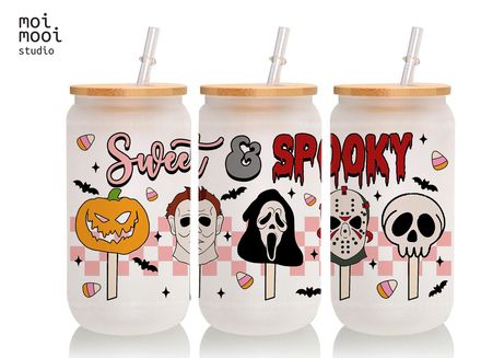 Sweet Spooky Villains Halloween Horror 15oz Mug 16oz Glass Libbey Tumbler Design