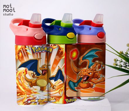 Pokemon Monster FIRE RED 12oz Kids Sippy Tumbler Design