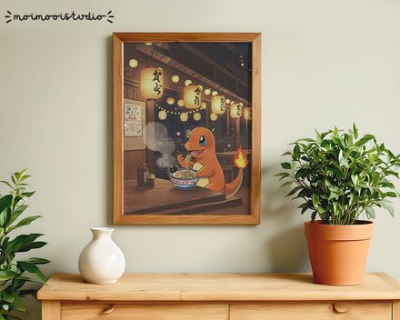 Pokemon Charmander Ramen Print 8x10