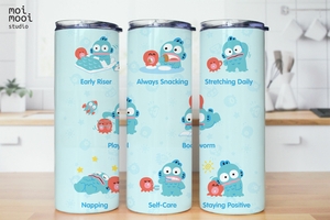 Kawaii Sanrio Blue Fish 20oz Tumbler Design