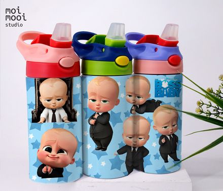 Boss Baby Cartoon 12oz Kids Sippy Tumbler Wrap Design