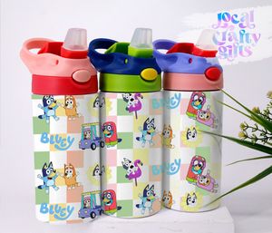 Bluey Cartoon 12oz Kids Sippy Tumbler Wrap Design