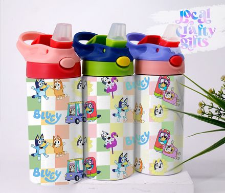 Bluey Cartoon 12oz Kids Sippy Tumbler Wrap Design