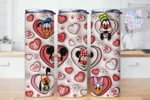 Disney Minnie Valentine Pink 3D Puff 20oz Kids Tumbler Design