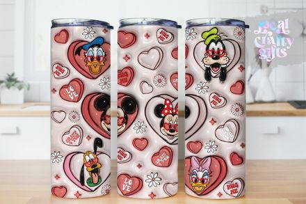 Disney Minnie Valentine Pink 3D Puff 20oz Kids Tumbler Design