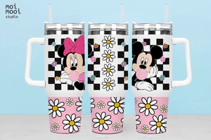 Disney Retro Daisy Mickey Minnie Mouse 40oz Tumbler Design