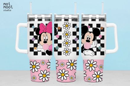 Disney Retro Daisy Mickey Minnie Mouse 40oz Tumbler Design