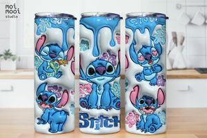 Stitch 3D Puff 20oz Kids Tumbler Design