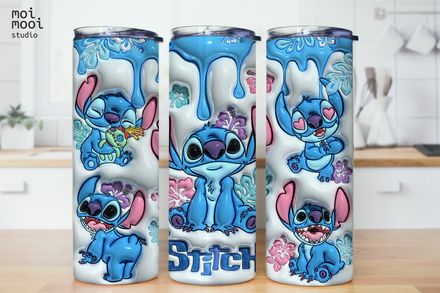 Stitch 3D Puff 20oz Kids Tumbler Design