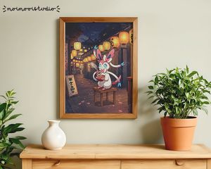 Pokemon Slyveon Empoleon Ramen Print 8x10