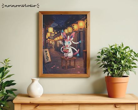 Pokemon Slyveon Empoleon Ramen Print 8x10