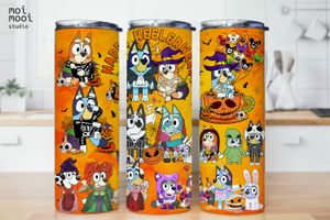 Halloween Bluey Cartoon Kids 20oz Tumbler Wrap Design
