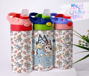 Bluey Cartoon 12oz Kids Sippy Tumbler Wrap Design