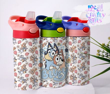Bluey Cartoon 12oz Kids Sippy Tumbler Wrap Design